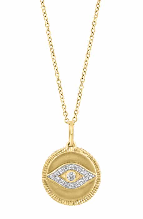 EFFY Diamond Pavé All Seeing Eye Pendant Necklace - 0.09ct