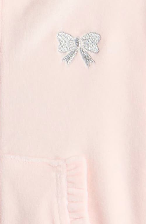 Tucker + Tate Bow Embroidered Velour Full Zip Hoodie & Joggers Set In Pink