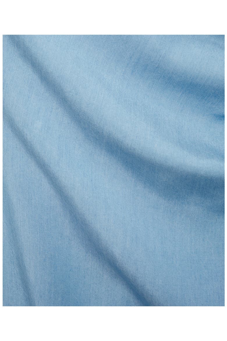 Pleated One-Shoulder Chambray Dress, Alternate, color, MEDIUM BLUE