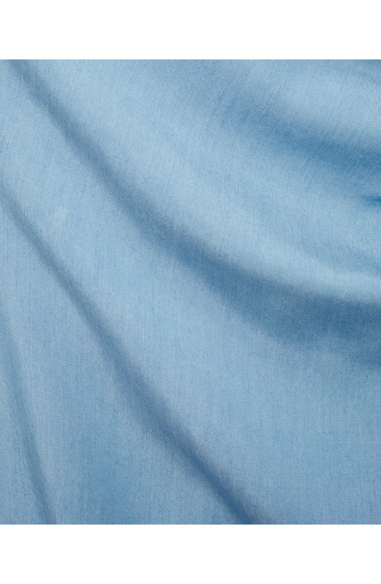 MANGO Pleated One-Shoulder Chambray Dress, Alternate, color, Medium Blue