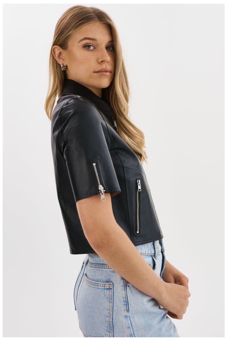 SEVANA | Reversible Leather Jacket, Alternate, color, Black/Silver