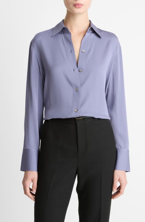 Stretch Silk Button-Up Shirt