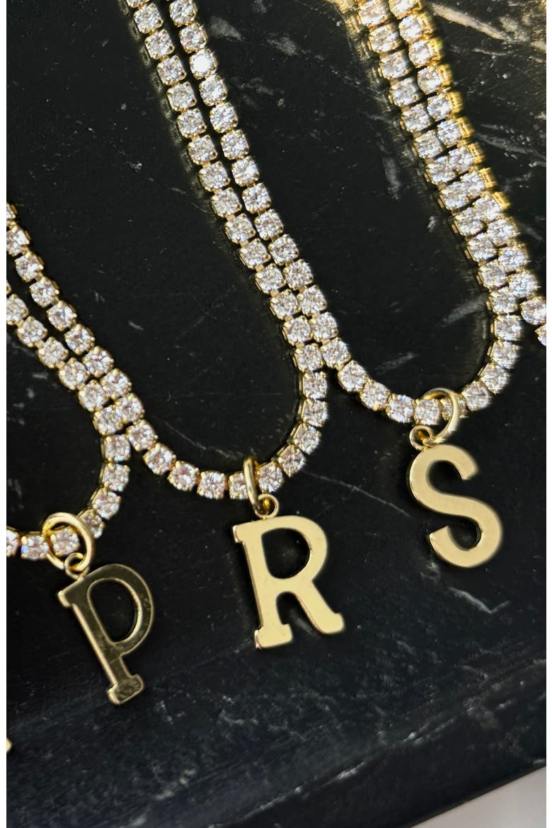 Initial Charm Tennis Necklace, Alternate, color, GOLD-P