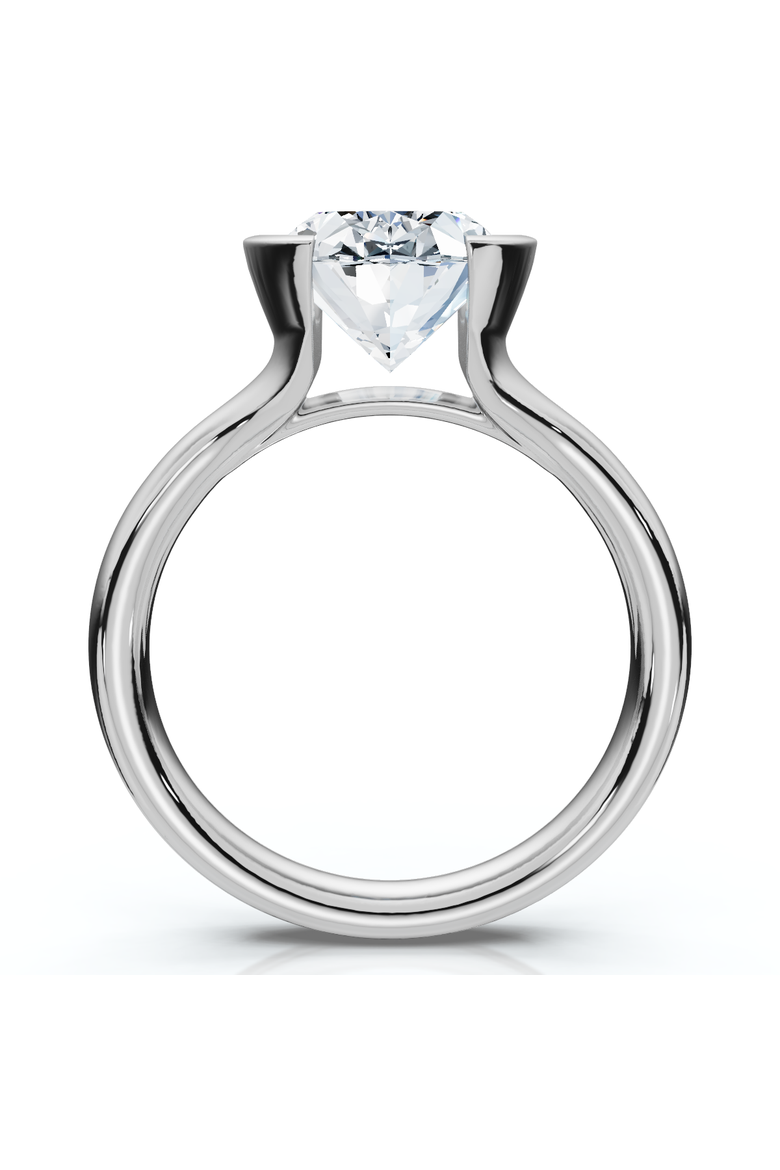 Certified Terresa 3Ct Oval Diamond Engagement Half Bezel Ring Lab Grown, Alternate, color, 14k White Gold