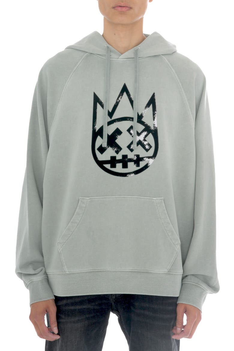 Shimuchan Flocked Logo Graphic Hoodie, Main, color, VINTAGE GREY