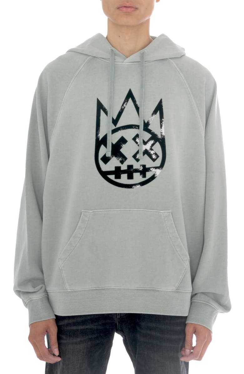 Cult of Individuality Shimuchan Flocked Logo Graphic Hoodie, Main, color, Vintage Grey