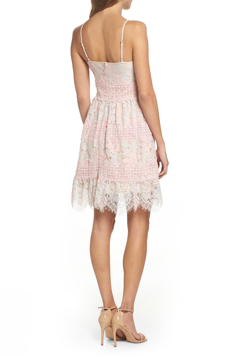 Foxiedox Tabitha Lace Minidress, Alternate, color, Aquarose