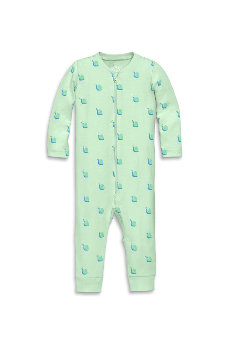 Baby Organic Zip Romper In Baby Bugs, Alternate, color, Light Clover Snails