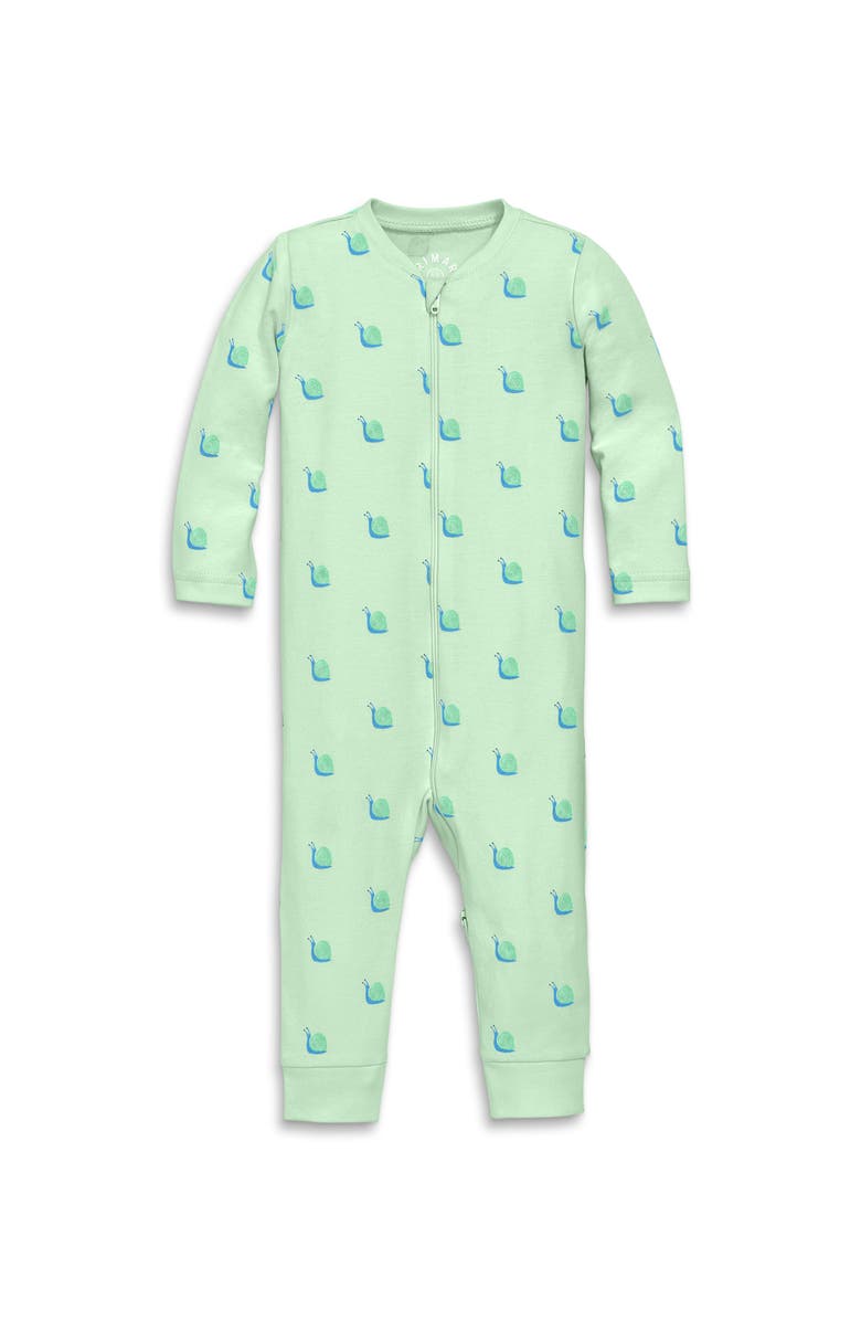 Primary Baby Organic Zip Romper In Baby Bugs, Alternate, color, Light Clover Snails