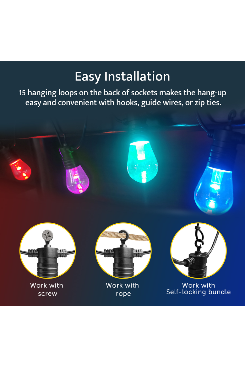 Smart Outdoor Patio Lights 48 ft String, Alternate, color, White