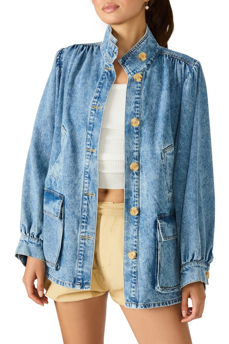 Marceline Denim Shirt Jacket, Main, color, FOREVER BLUE