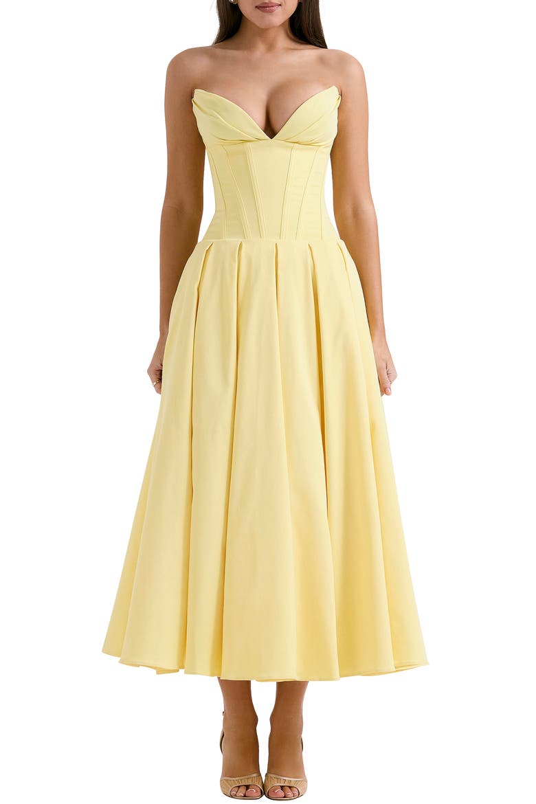 Lady E Strapless Corset Gown, Main, color, SUNSHINE