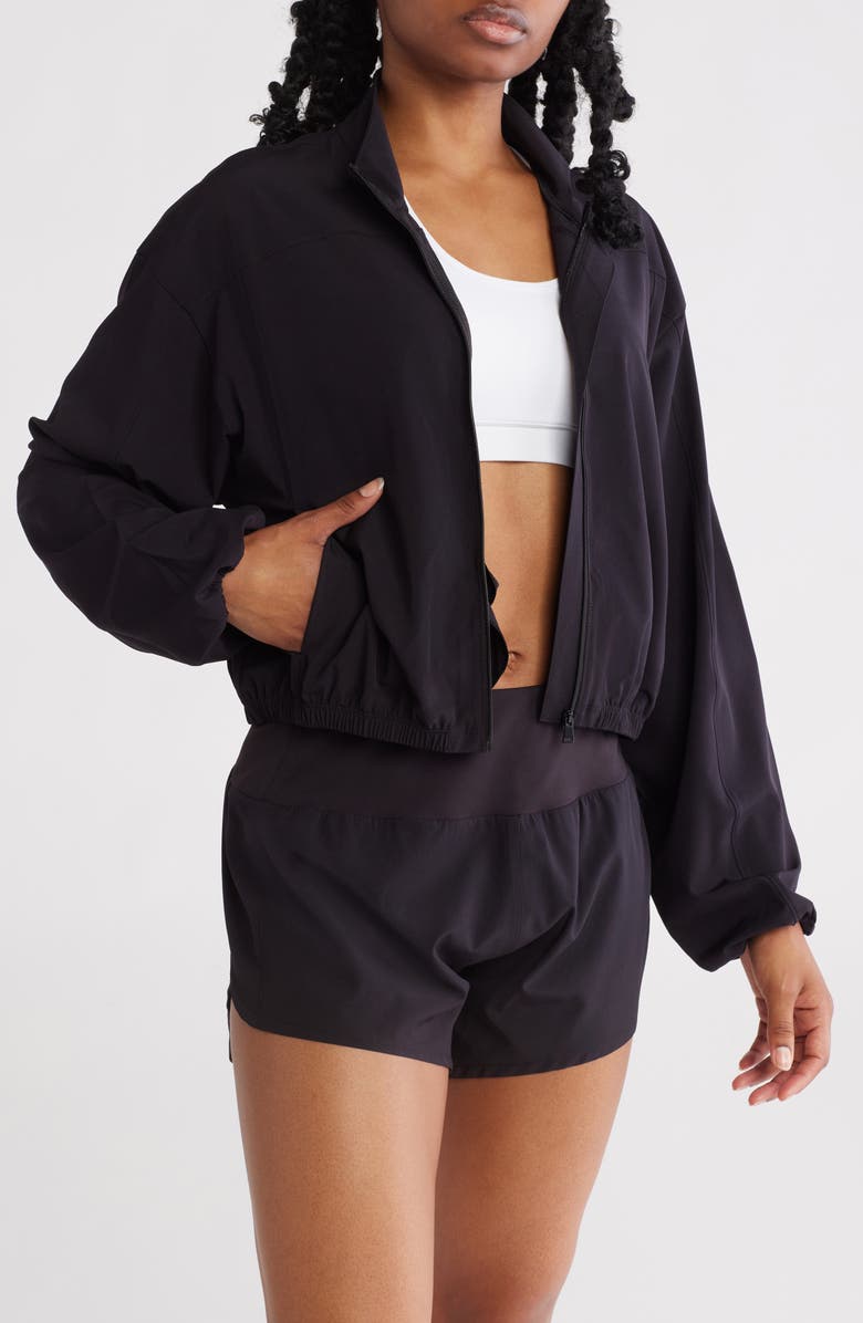 X by Gottex Full Zip Woven Jacket, Main, color, Black