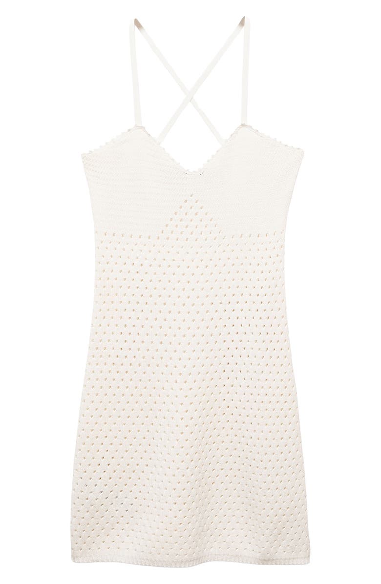 MANGO Open Stitch Cotton Sweater Slipdress, Alternate, color, Off White