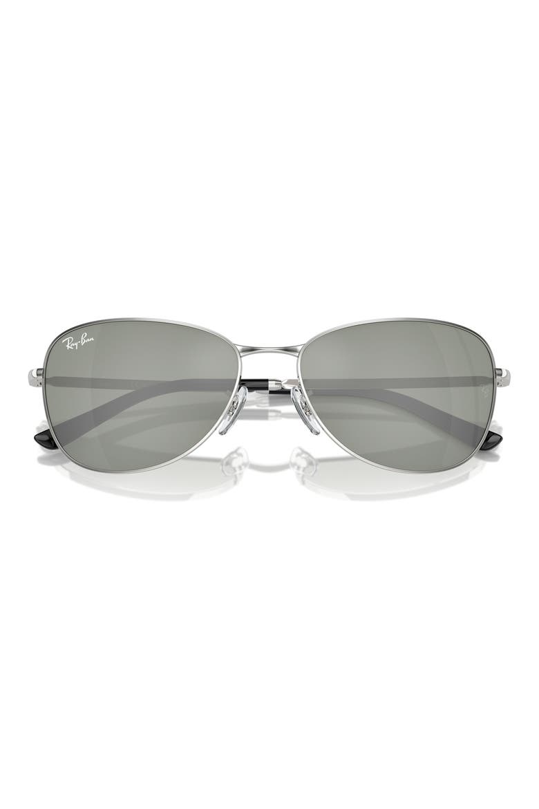 56mm Pilot Sunglasses, Alternate, color, SILVER