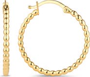 DEVATA Beaded Ball Hoop Earrings in 14K Gold