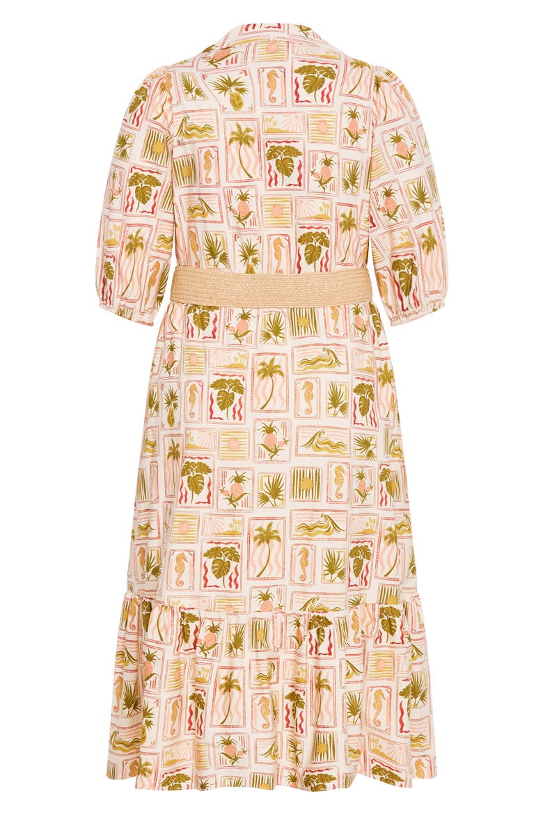 Anna Print Button-Up Shirtdress, Alternate, color, COOL TROPICS