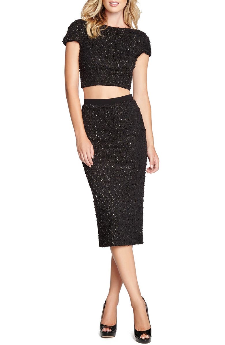 Dress the Population 'Paloma' Sequin Knit Crop Top, Main, color,