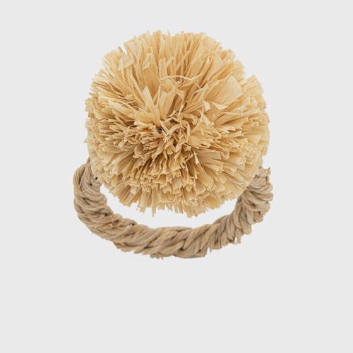 JOANNA BUCHANAN JOANNA BUCHANAN STRAW POMPOM NAPKIN RINGS, SET OF FOUR