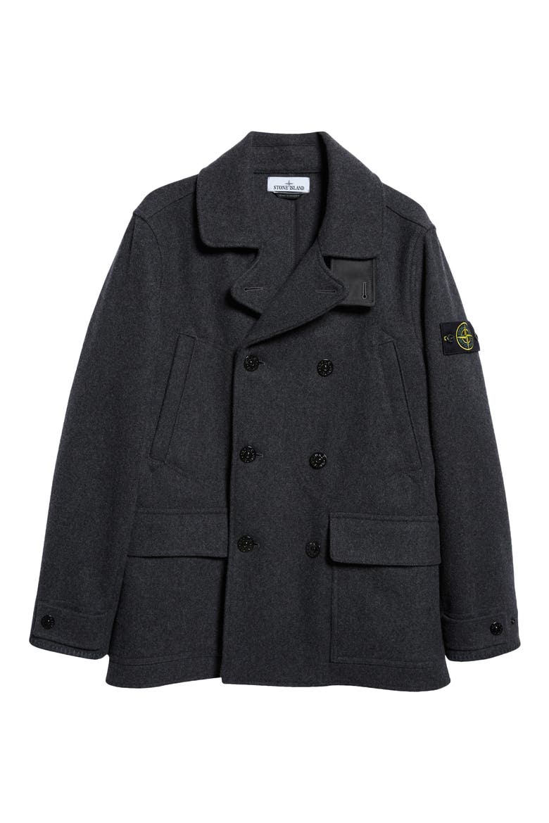 Wool Blend Peacoat, Alternate, color, V0067- DARK GREY