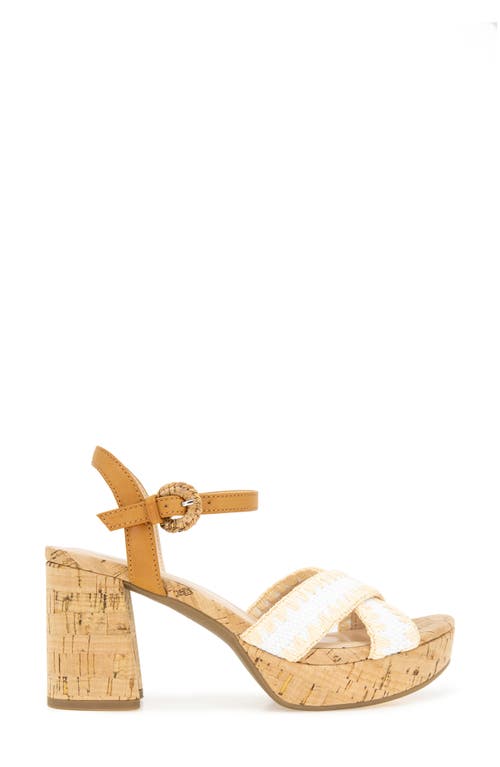 Kenneth Cole Reaction Reeva Platform Sandal In White Raffia