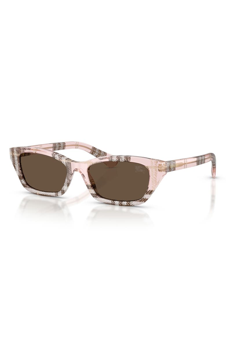 Burberry 52mm Rectangle Sunglasses, Alternate, color, Check Pink / Brown