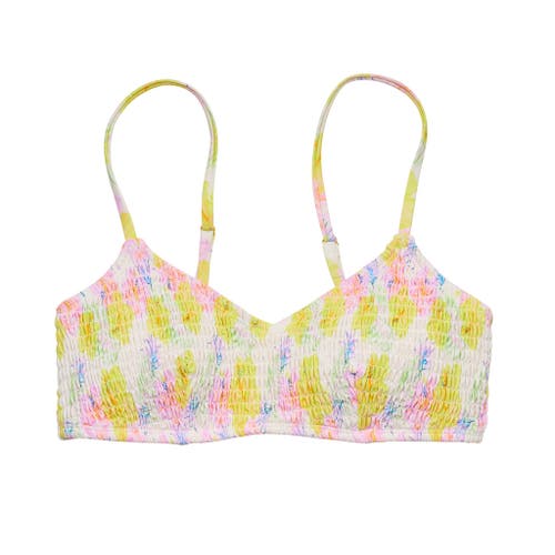 Snapper Rock Shirred Bikini Top In Multi
