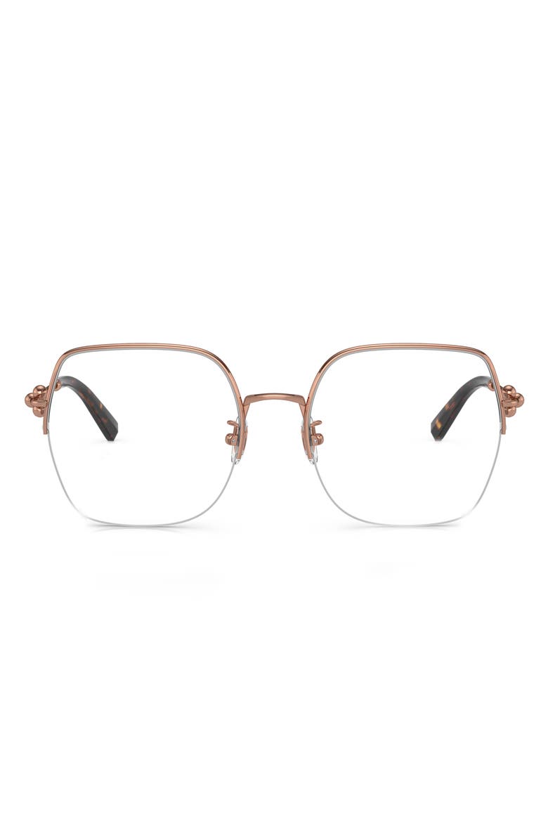 Tiffany & Co. 56mm Square Optical Glasses, Main, color, Rose Gold