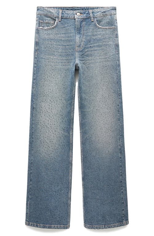 Mango Isla Rhinestone Embellished Wide Leg Jeans