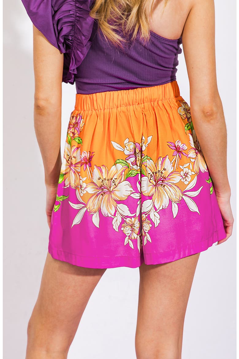 Border Print Shorts, Alternate, color, ORANGE FUCHSIA