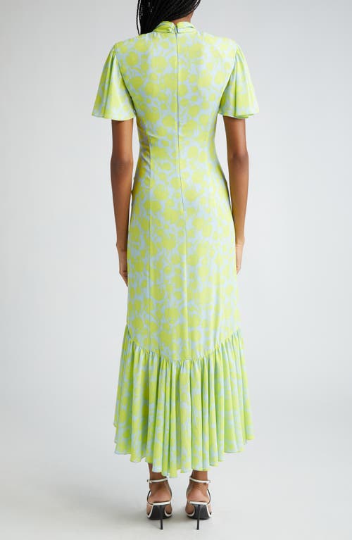 Cinq À Sept Cinq A Sept Graphic Floral Peeta Dress In Serene Sky/fres