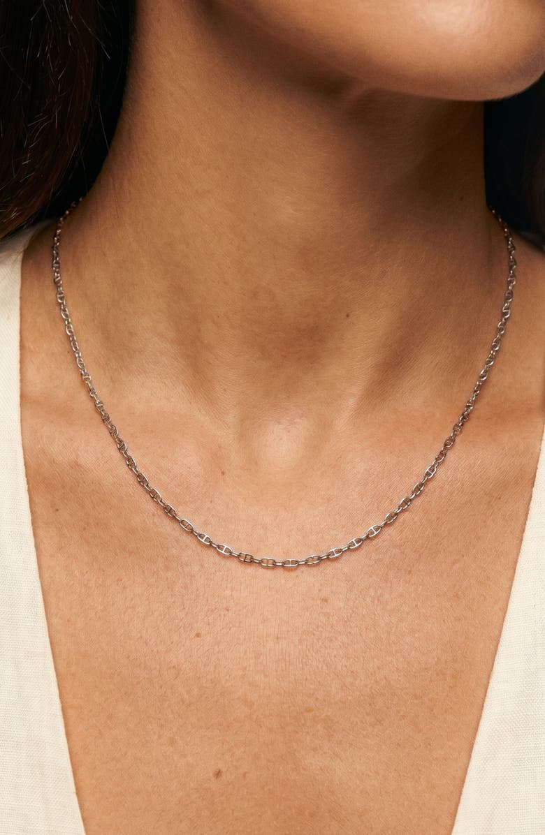 Argento Vivo Sterling Silver Dainty Mariner Chain Necklace, Alternate, color, Silver