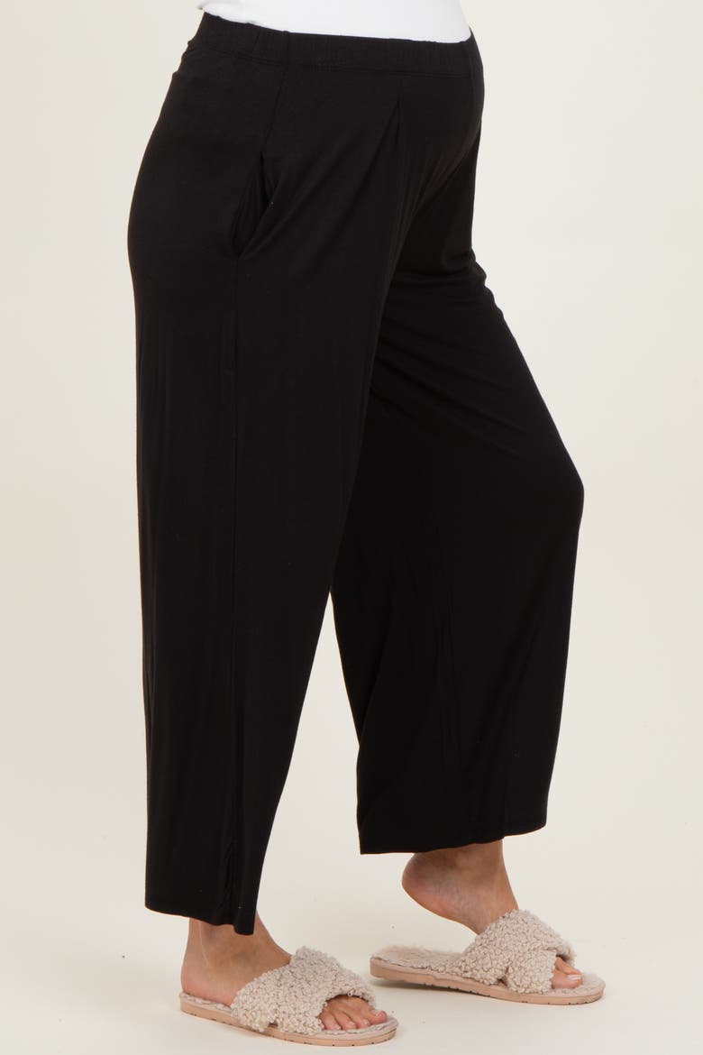 Wide Leg Ankle Lounge Pants, Alternate, color, Black
