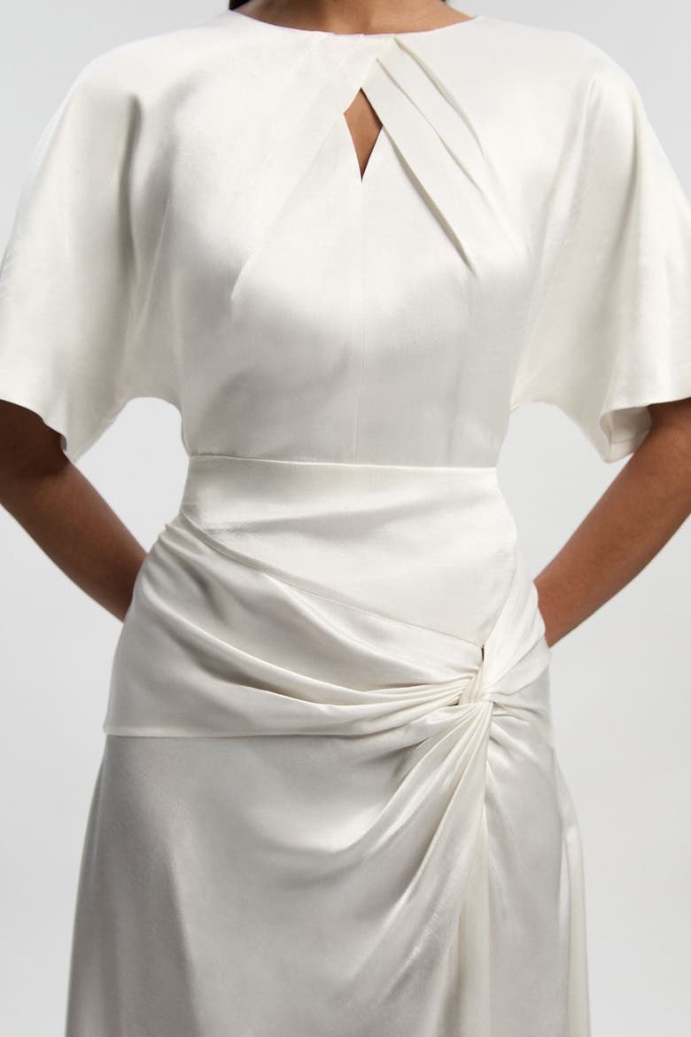 Satin Twist Midaxi Dress, Alternate, color, Ivory