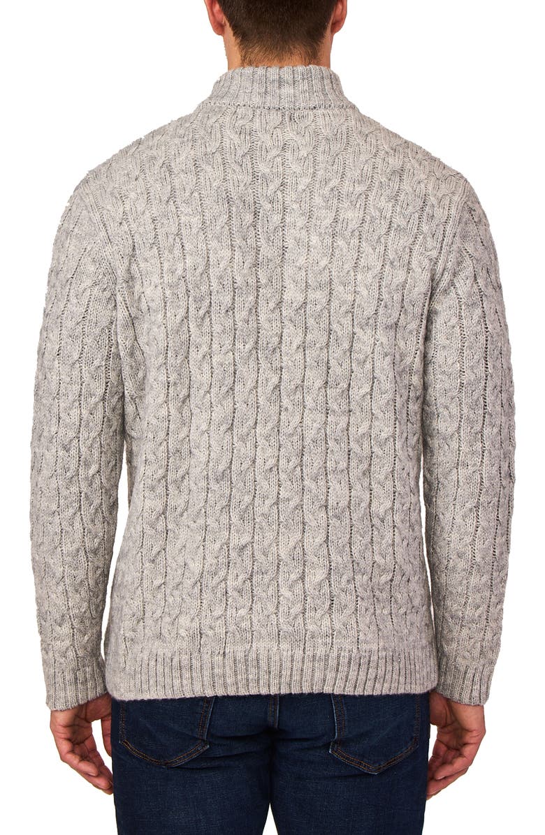 Rainforest Mountain Range Cable Knit Quarter Zip Sweater, Alternate, color, 