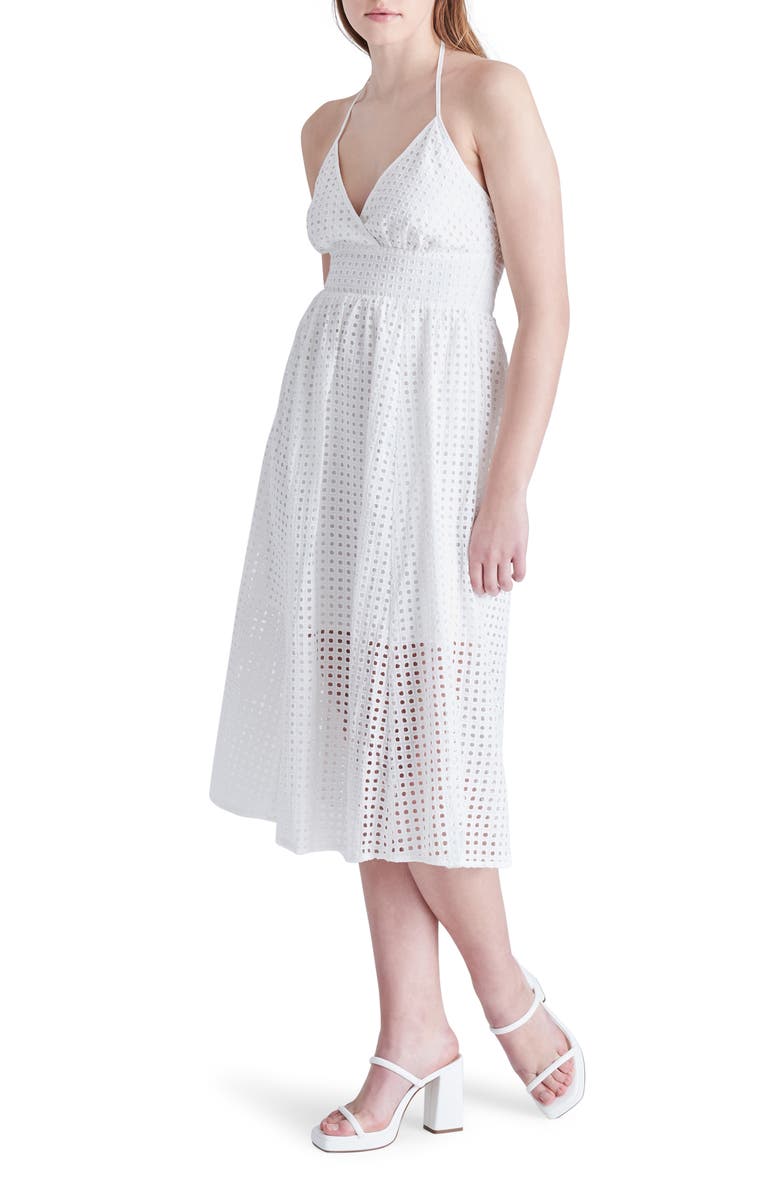 Steve Madden Denise Eyelet Cotton Halter Midi Dress, Alternate, color, 