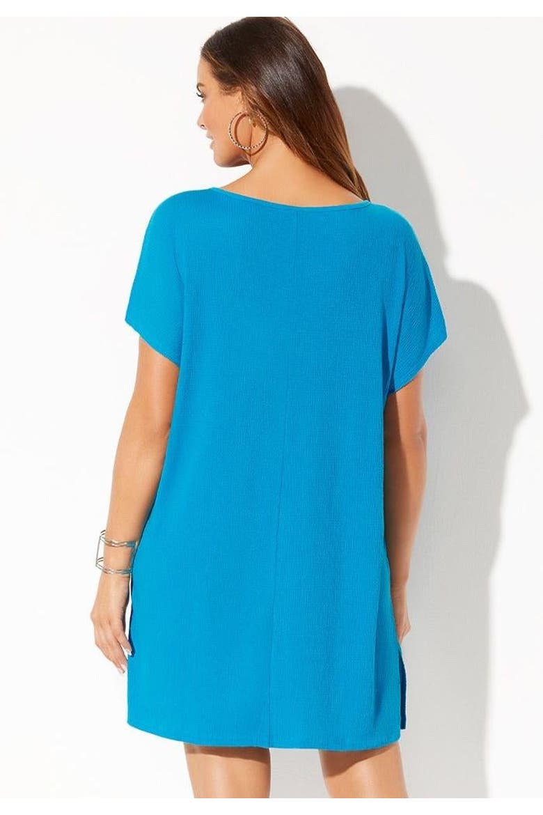 Esme Lace Up Cover Up Dress, Alternate, color, Teal