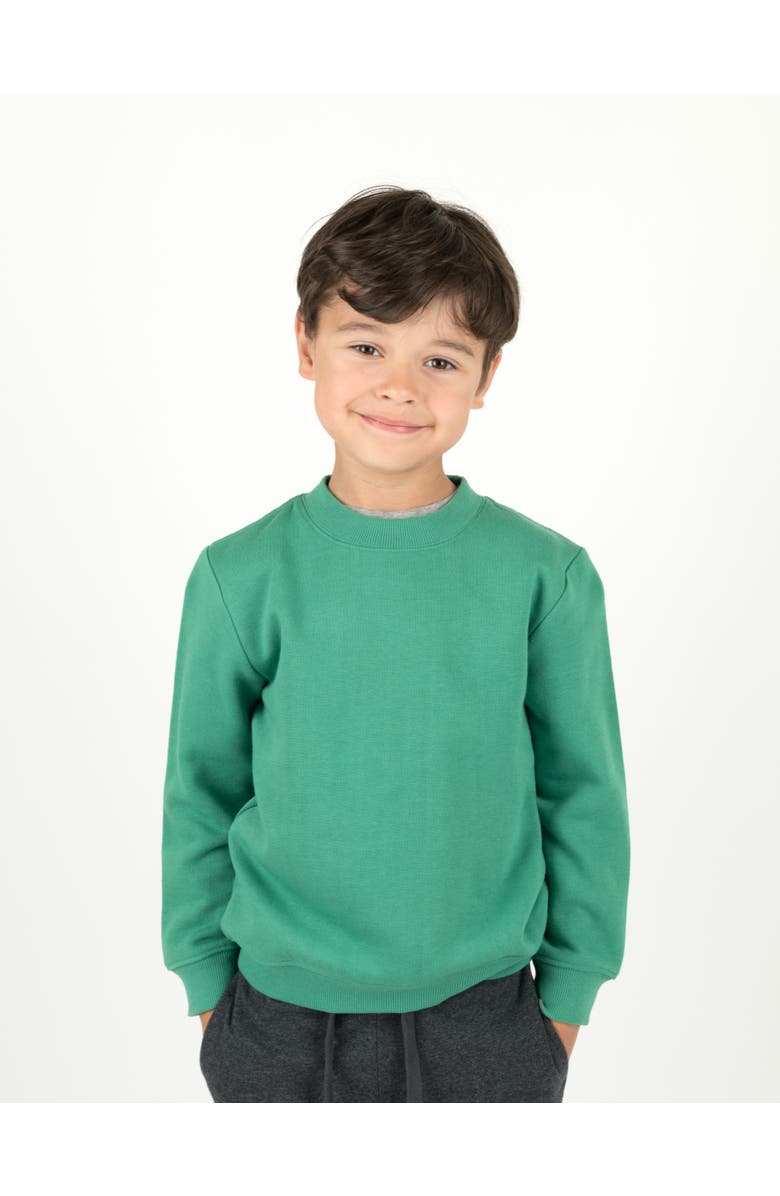 Leveret Kids Pullover Sweatshirt, Long Sleeve, Solid Colors, Alternate, color, Green