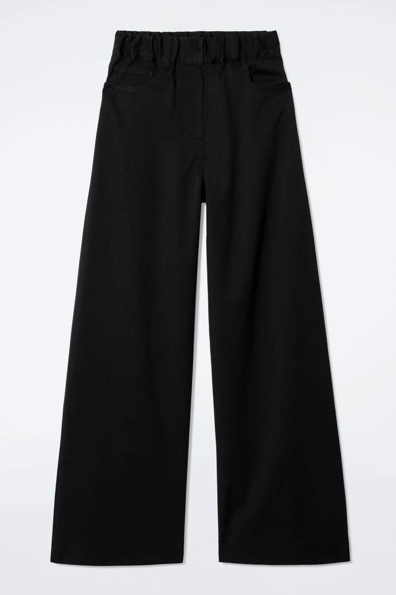 Wide-Leg Cotton Pants, Alternate, color, BLACK