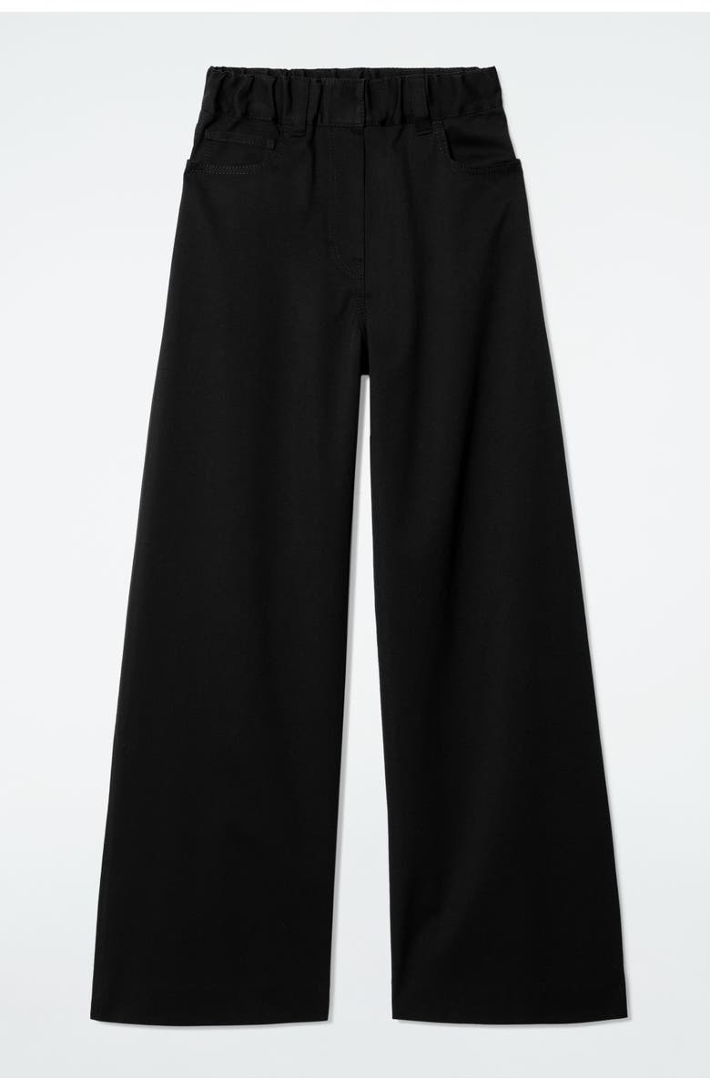 COS Wide-Leg Cotton Pants, Alternate, color, Black