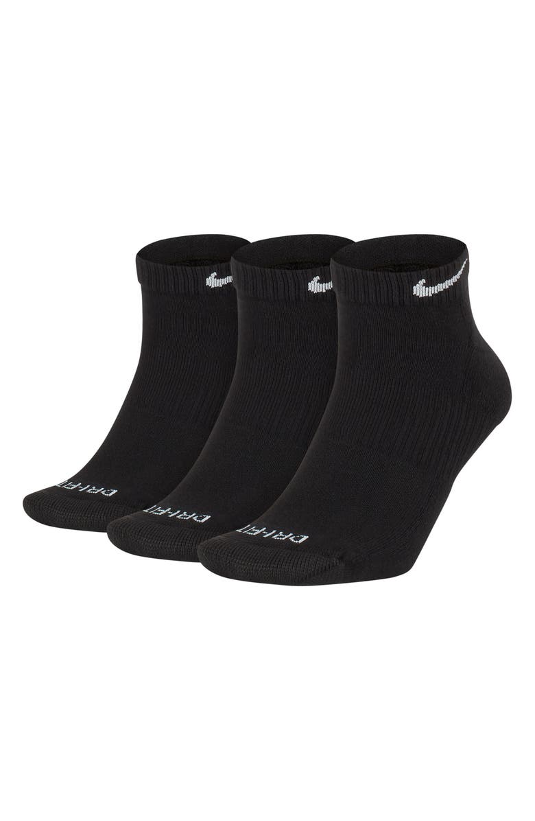Nike Kids' 3-Pack Cushioned Ankle Socks, Main, color, Black/ White