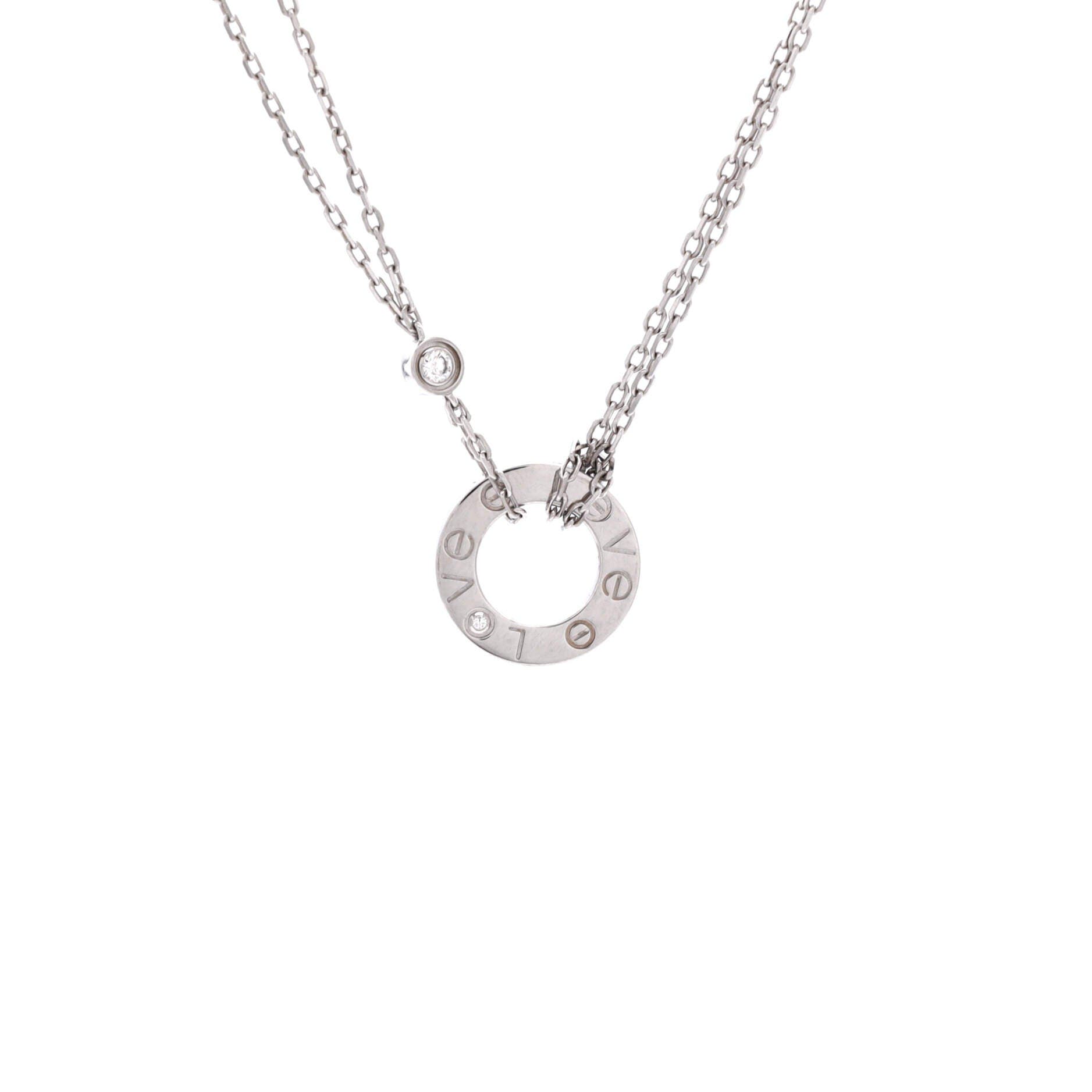 2 Diamonds Love Pendant Necklace 18K White Gold with Diamonds, Main, color, Metallic Gold