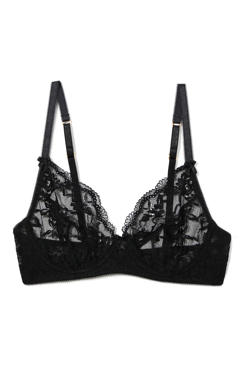 x Lexi Wood Stephanie Lace Underwire Bra, Alternate, color, BLACK