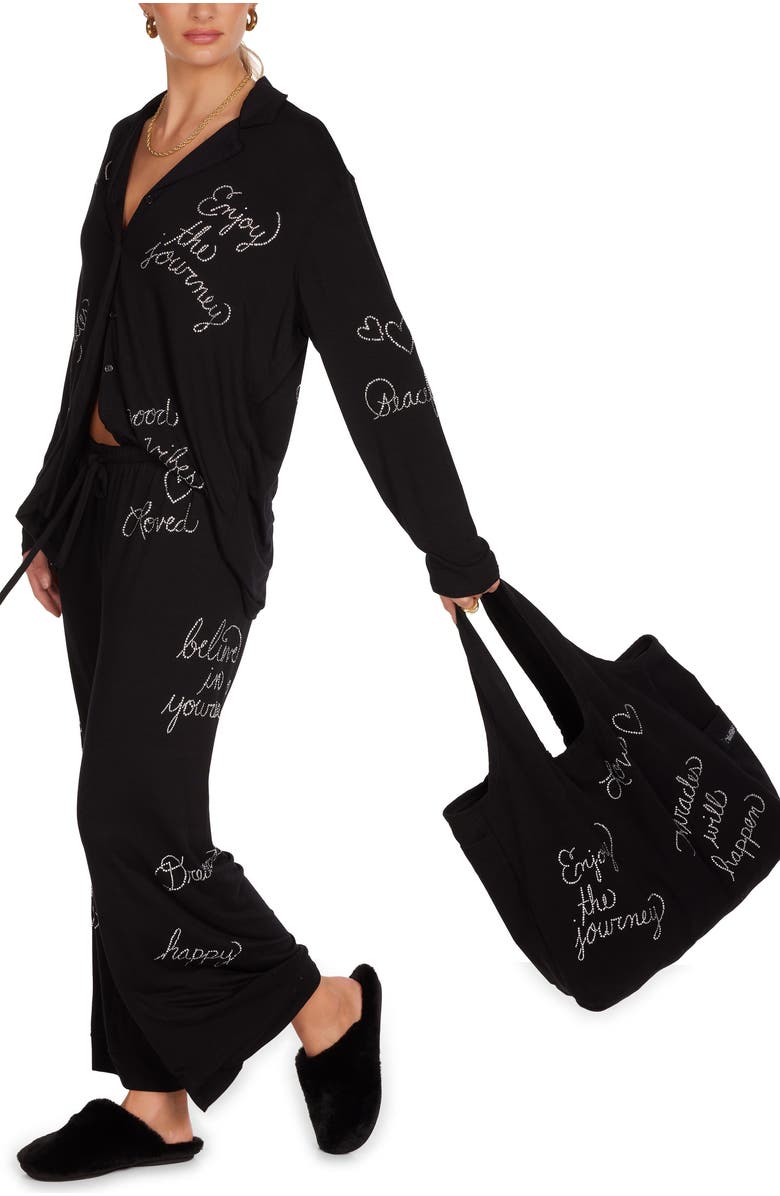 Lauren Moshi Taylor Crystal Affirmations Canvas Tote Bag, Alternate, color, Black