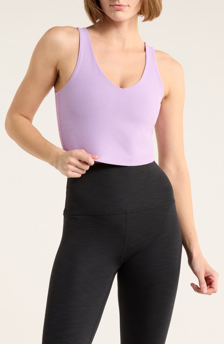 Beyond Yoga Good Day Space Dye Crop Tank, Main, color, Lilac Petal Heather
