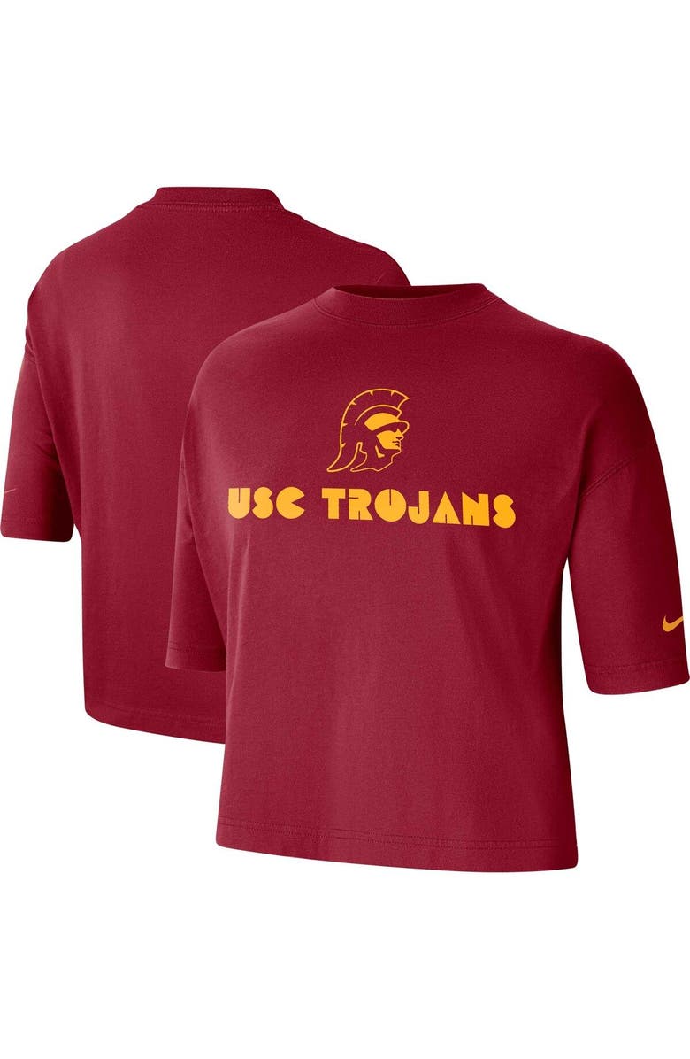 Nike Women's Nike Cardinal USC Trojans Crop Performance T-Shirt, Main, color, Cardinal