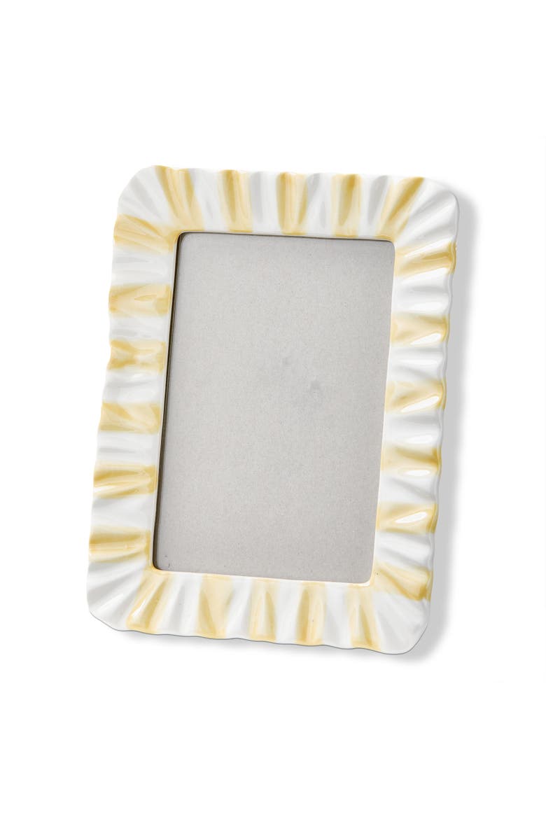 Everyday Stripe Ruffle Photo Frame Yellow 4x6 6.42x0.56x8.4 in, Main, color, Yellow