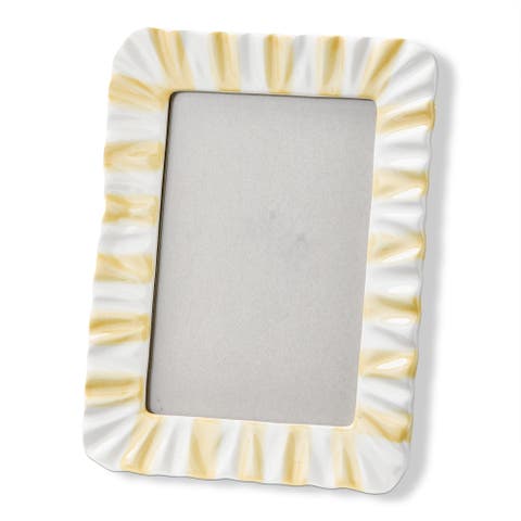 Everyday Stripe Ruffle Photo Frame Yellow 4x6 6.42x0.56x8.4 in