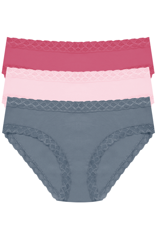 Natori Bliss Lace-trim Cotton Brief Underwear 3-pack 156058mp In Multi
