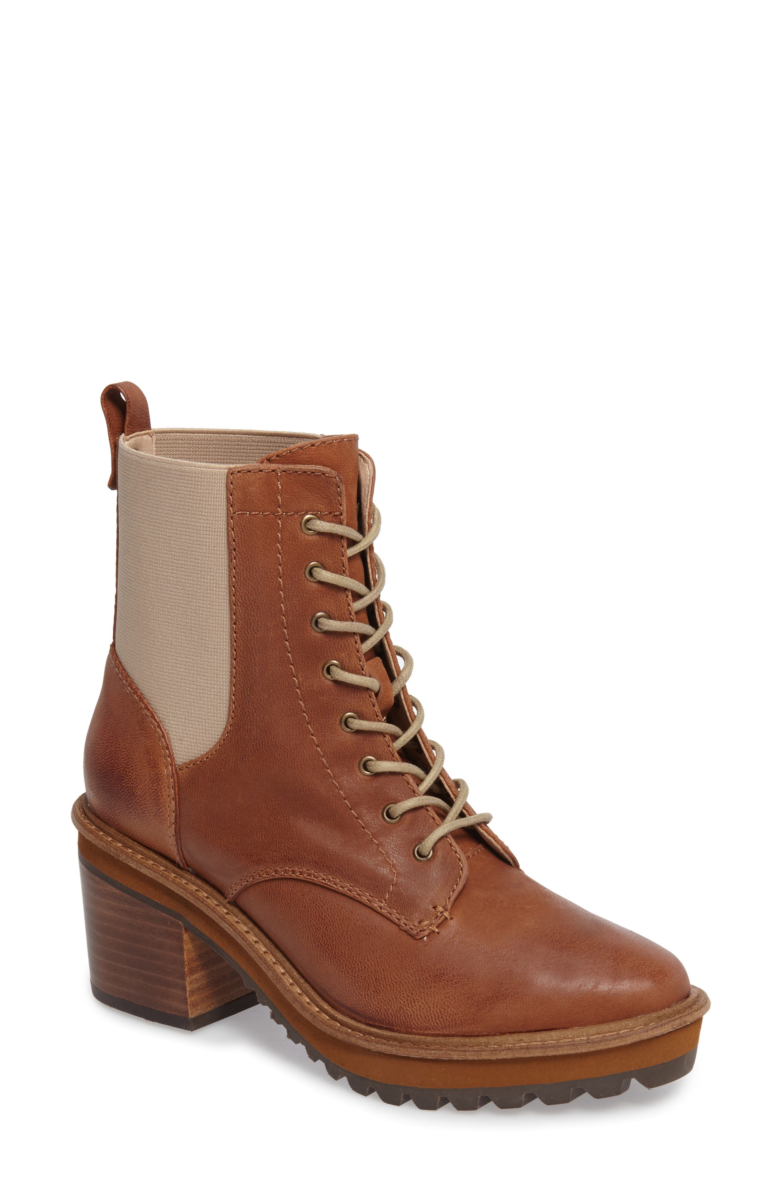 Parkway Lace-Up Bootie, Main, color, CHESTNUT/ GINGER